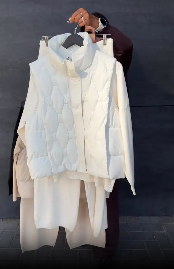 Mazarine | Quilted Vest Three Piece Set