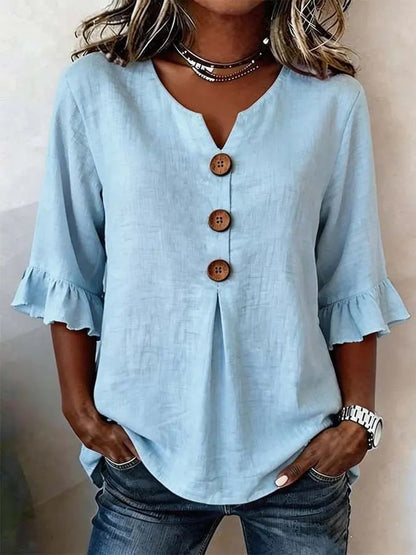 Loravelle | Ruffle Sleeve Button Front Blouse