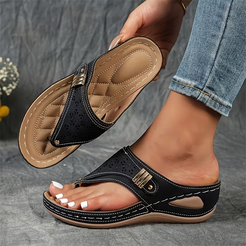 Solvane | Cutout Comfort Slide Sandals