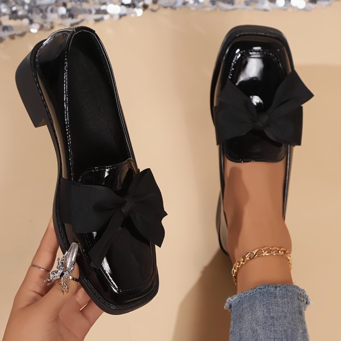 Mirelise | Classic Bow Low Heel Loafers