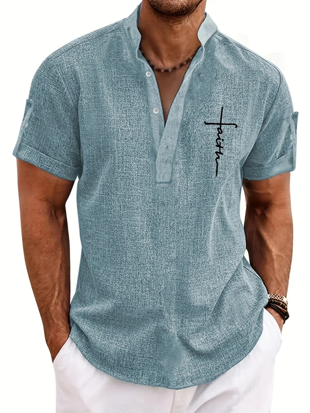 Tavrion | Henley Collar Casual Summer Shirt