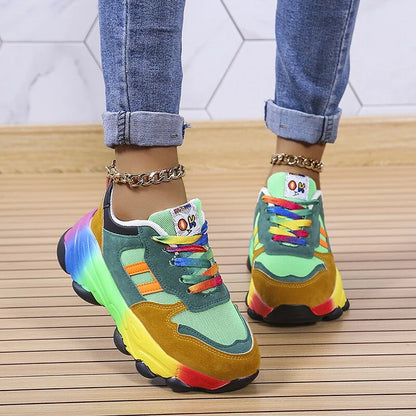 Tivona | Rainbow Lace Up Chunky Sneakers