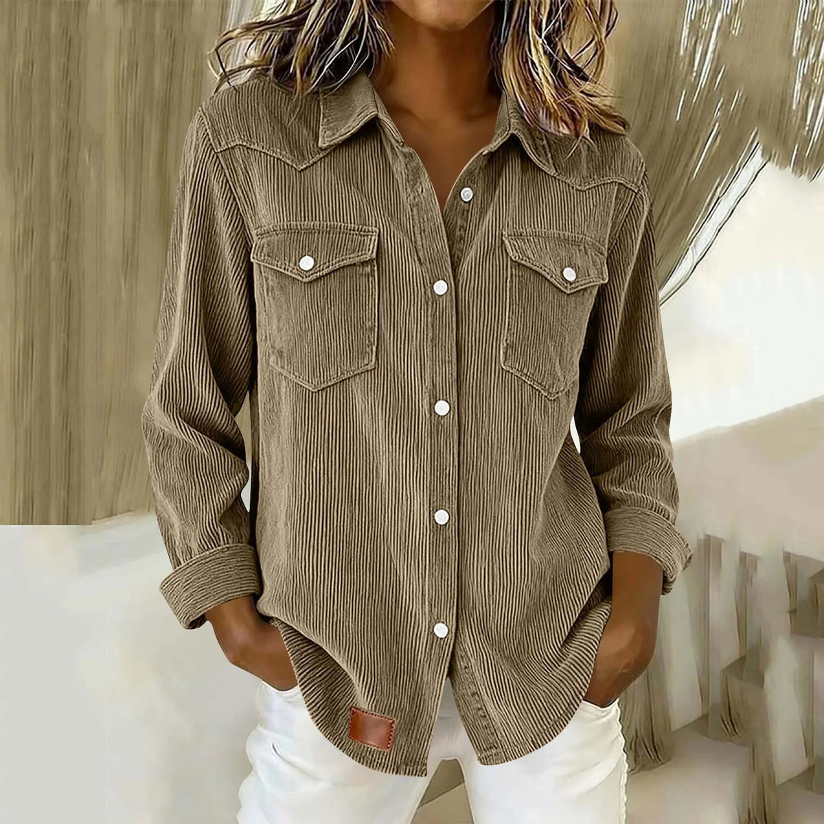 Renavia | Casual Corduroy Button Up Shirt