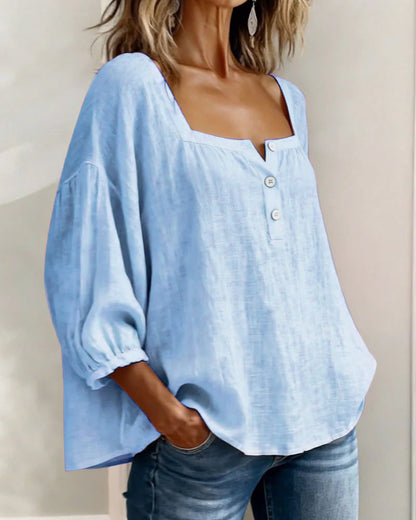 Lurevyn | Square Neck Button Blouse