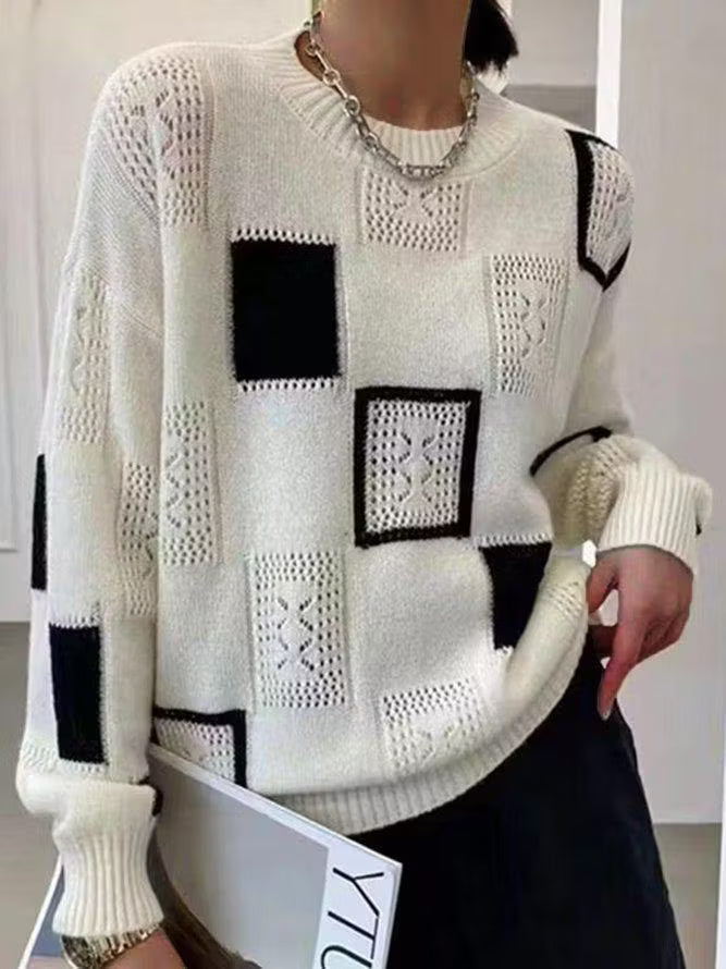 Kerensa | Geometric Patchwork Knit Sweater