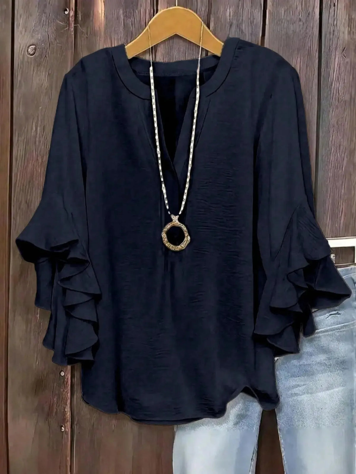 Evarisse | Graceful Ruffle Sleeve Blouse