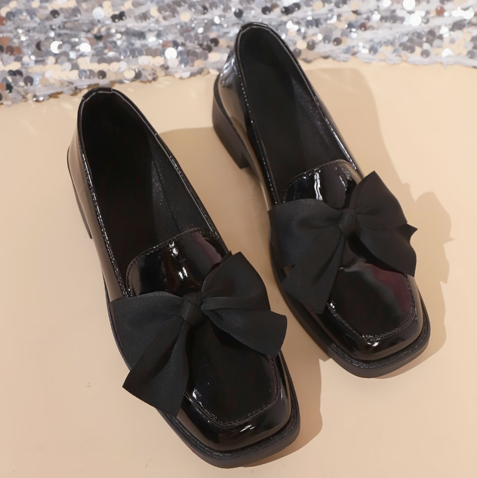 Mirelise | Classic Bow Low Heel Loafers