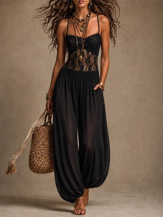 Virelai | Elegant Lace Harem Jumpsuit