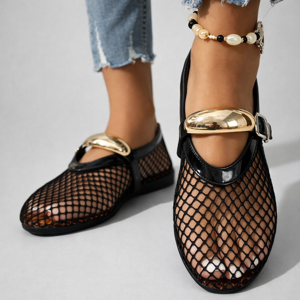 Nicolina | Metallic Accent Mary Jane Flats