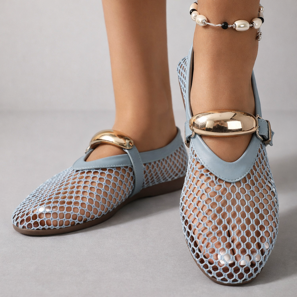Nicolina | Metallic Accent Mary Jane Flats