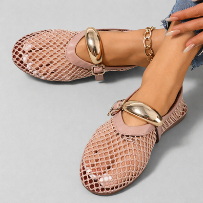 Nicolina | Metallic Accent Mary Jane Flats