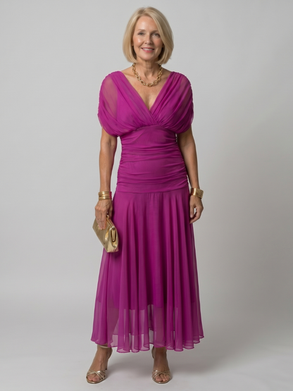 Sylvera | Romantic Print Evening Midi Dress