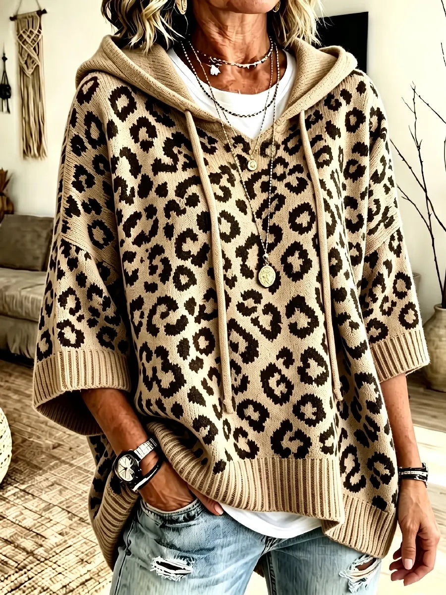 Loxley | Leopard Hooded Knit Sweater