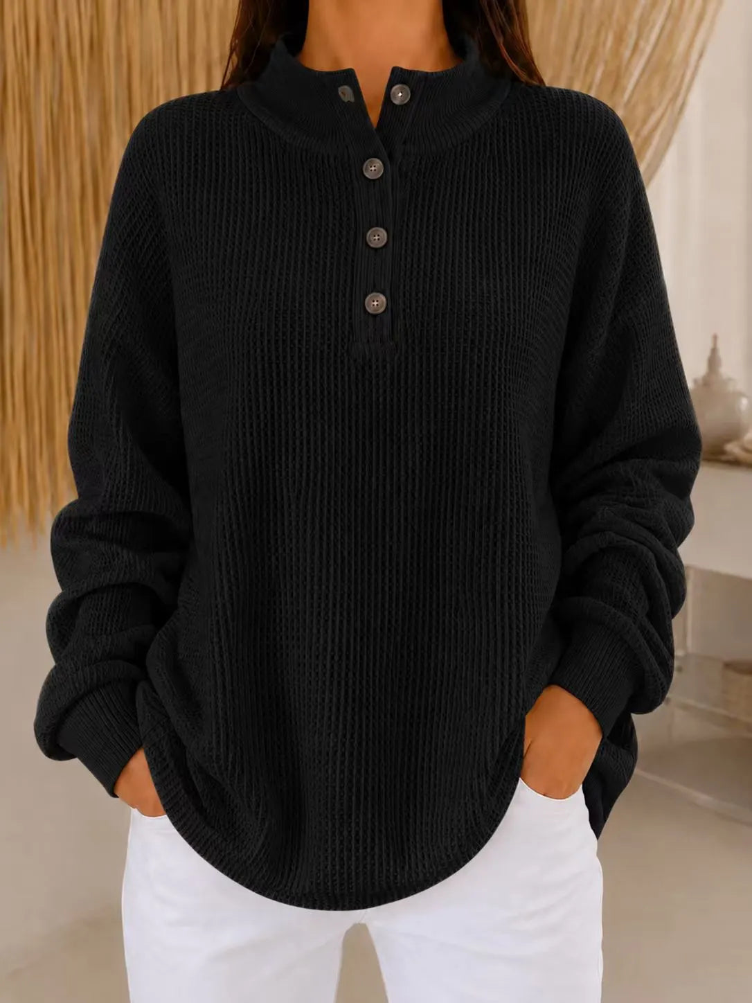 Nesta | Relaxed Mock Neck Knit Sweater
