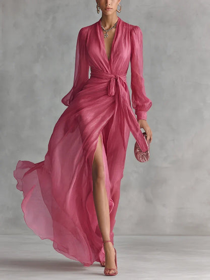 Floris | Flowing Tie Waist Maxi Dress