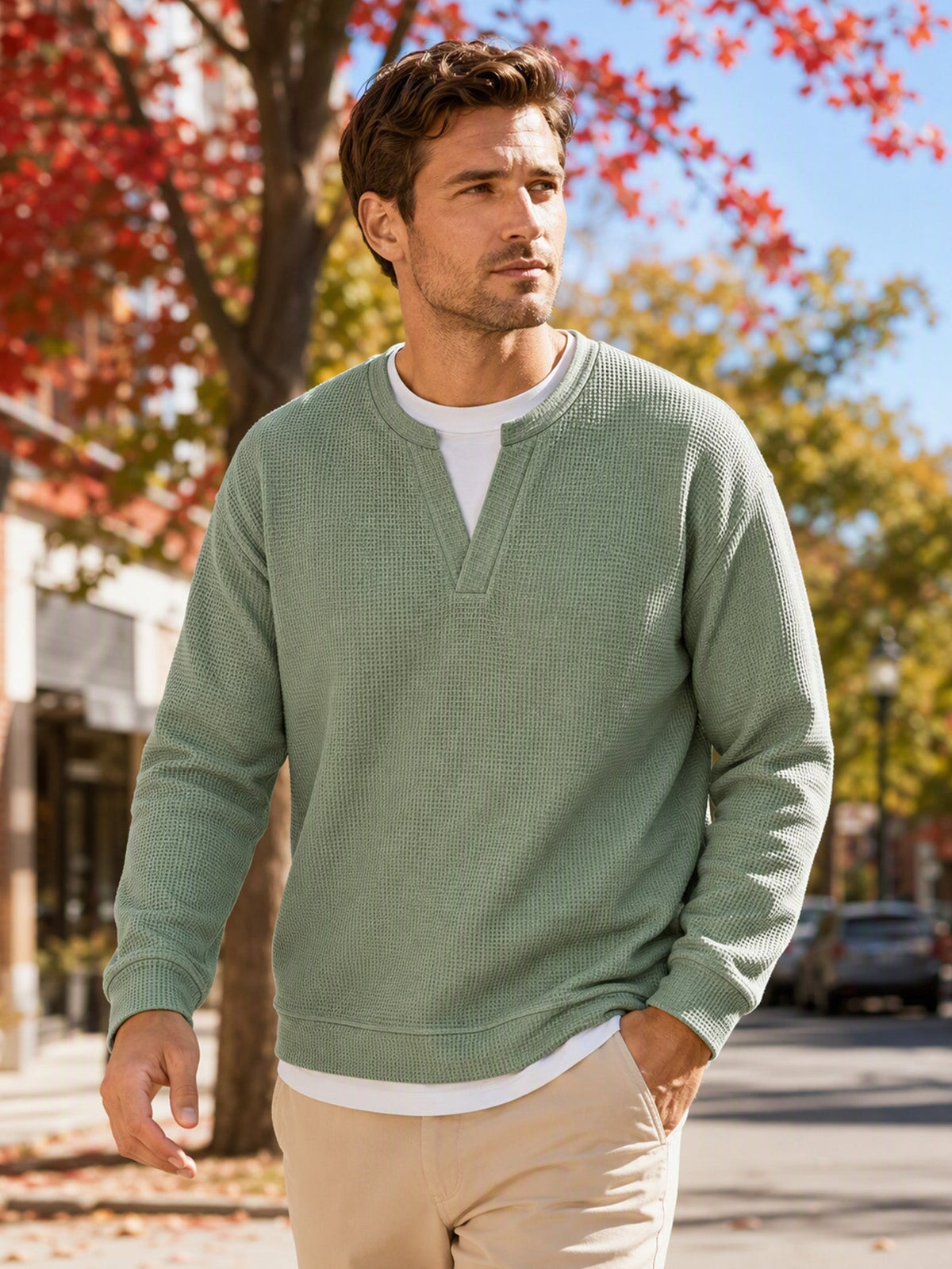 Theron | Textured Notch Neck Sweater