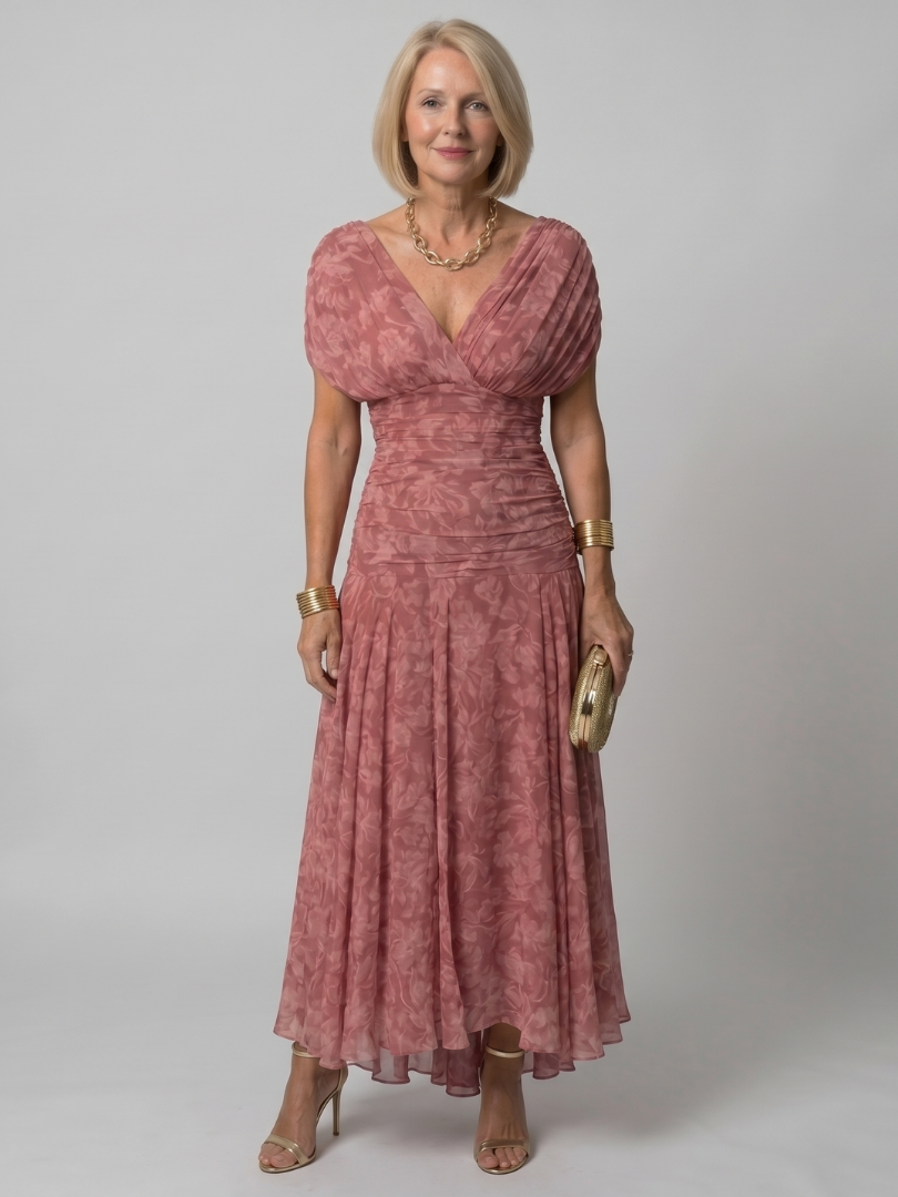 Sylvera | Romantic Print Evening Midi Dress