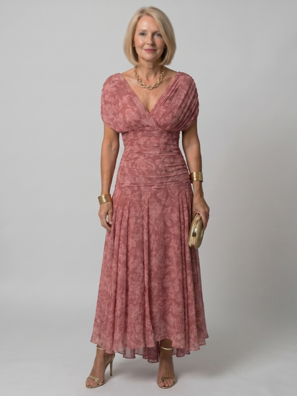 Sylvera | Romantic Print Evening Midi Dress