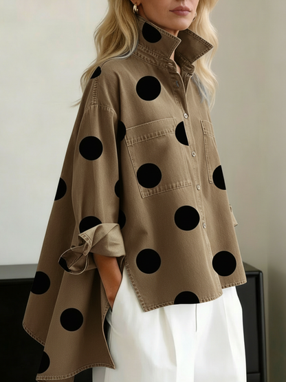 Coralie | Polka Dot Button Front Blouse