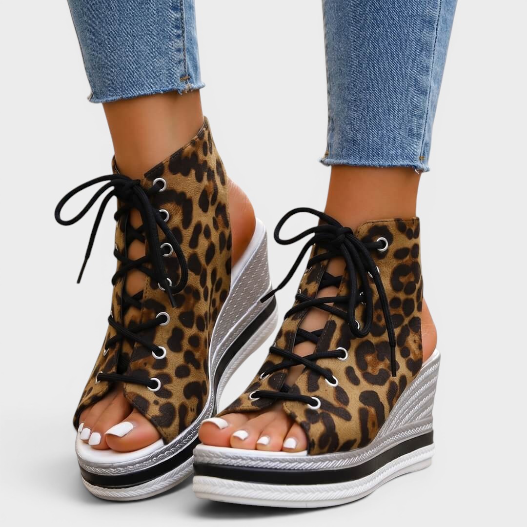 Seloria | Lace Up Platform Wedge Sandals
