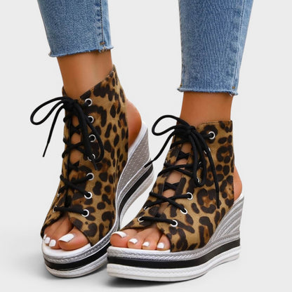 Seloria | Lace Up Platform Wedge Sandals