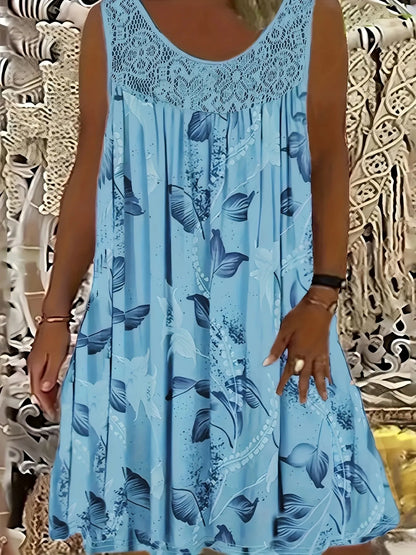 Petalyn | Lace Yoke Floral Swing Dress
