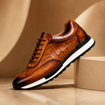 Leander | Embossed Lace Up Walking Shoes