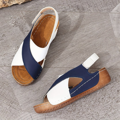 Lyndrel | Colour Block Open Toe Comfort Wedge Sandals