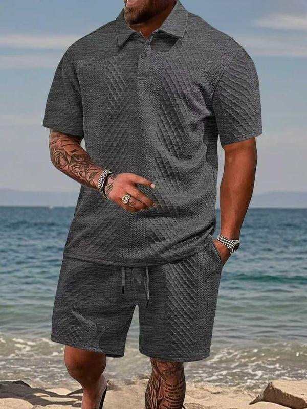 Zyvantex | Textured Polo Two Piece Set