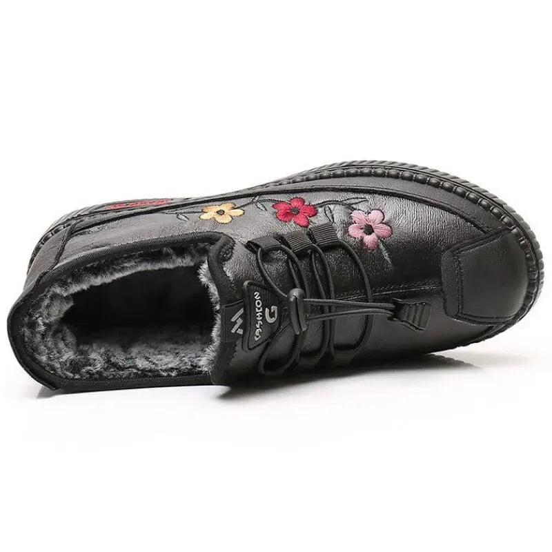 Waverly | Floral Detail Fleece Lined Ankle Shoes