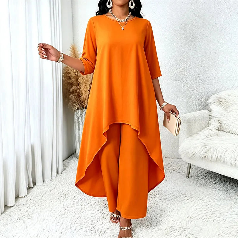 Ysella | Relaxed Asymmetric Wide Leg Pants Set