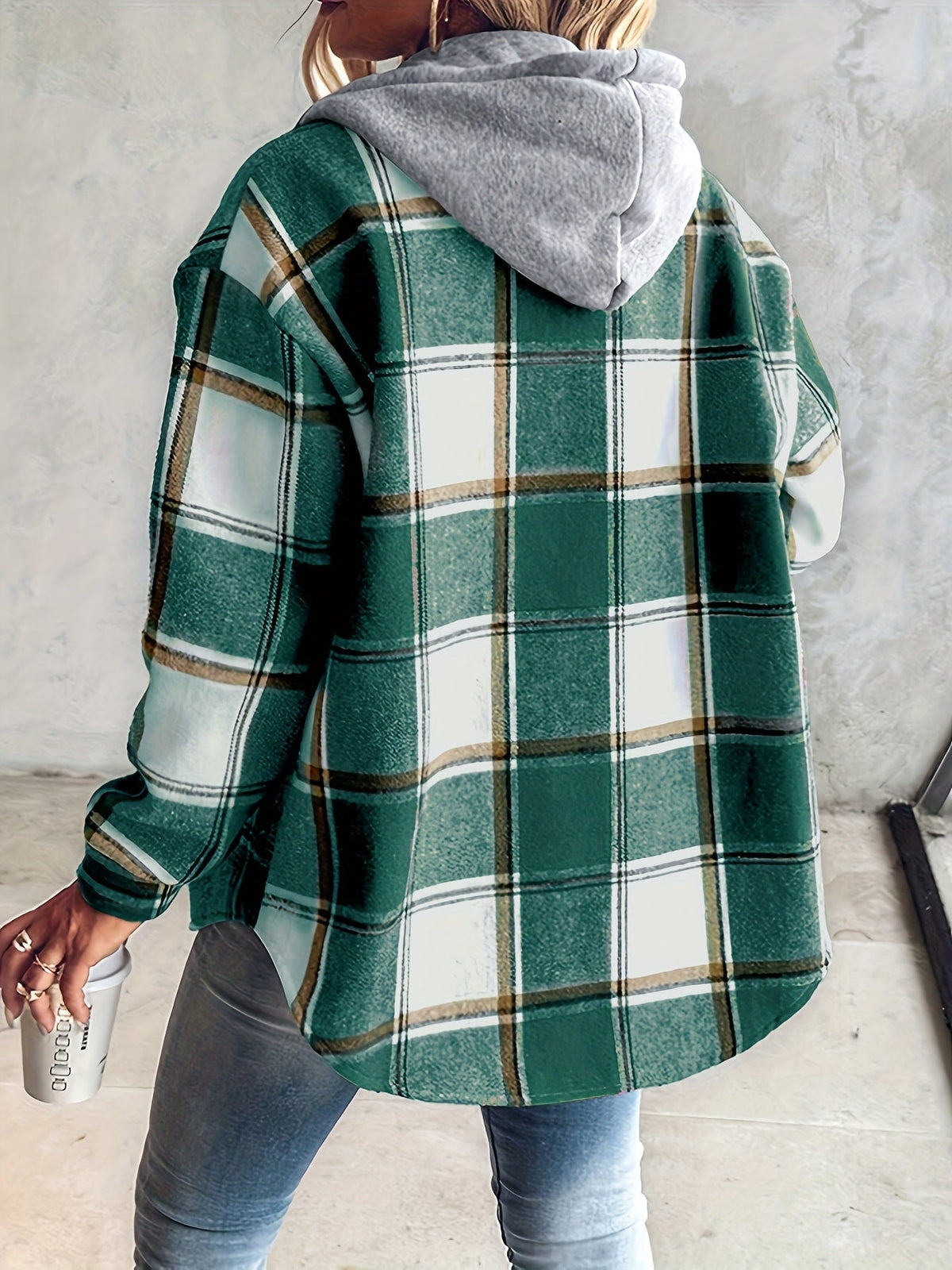 Orinthia | Plaid Hooded Shirt Jacket