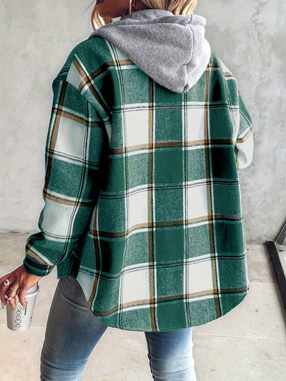 Orinthia | Plaid Hooded Shirt Jacket