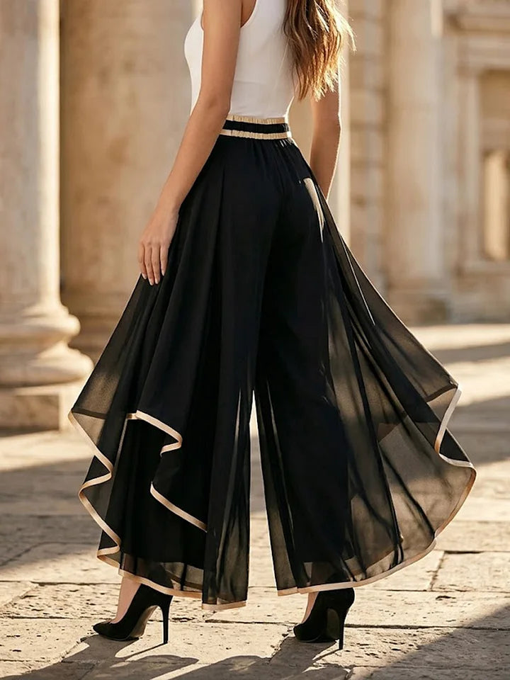Elyssia | Chiffon Flare Trouser Pants