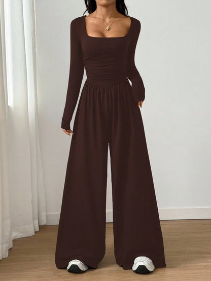 Joviana | Square Neck Wide Leg Jumpsuit