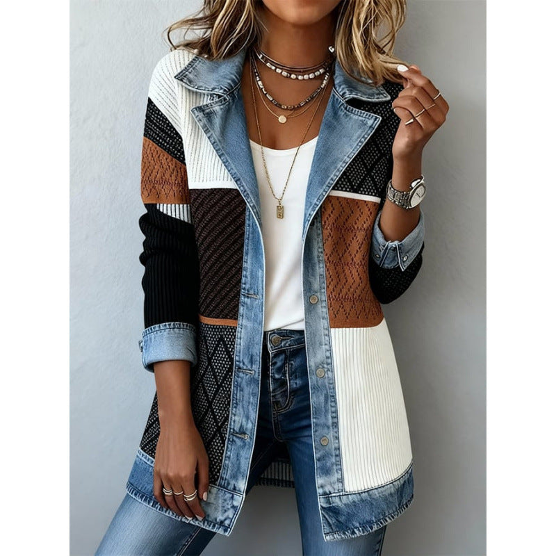 Xaverelle | Denim Trim Ribbed Longline Cardigan