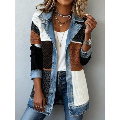 Xaverelle | Denim Trim Ribbed Longline Cardigan