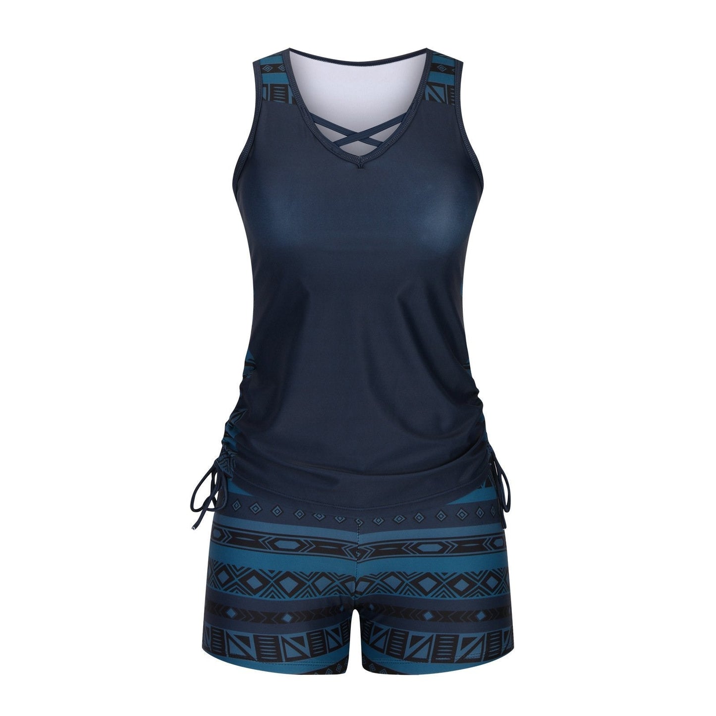 Corvessia | Criss Cross Printed Tankini Set