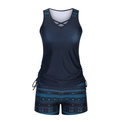 Corvessia | Criss Cross Printed Tankini Set