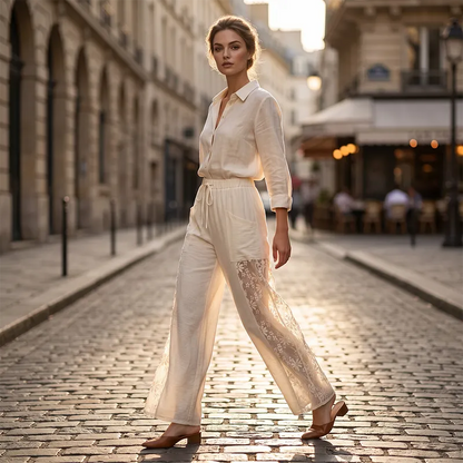 Rosavine | Relaxed Lace Insert Trousers