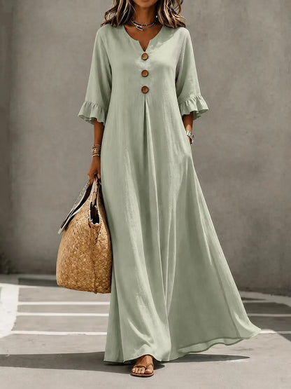 Ceryselle | Ruffle Sleeve Flowing Maxi Dress
