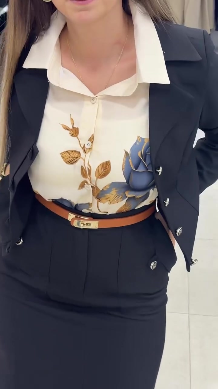 Xylena | Tailored Button Blazer Skirt Set