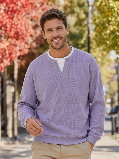Gavran | Textured Notch Neck Casual Sweatshirt