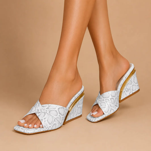 Odessa | Cross Strap Wedge Mule Sandals