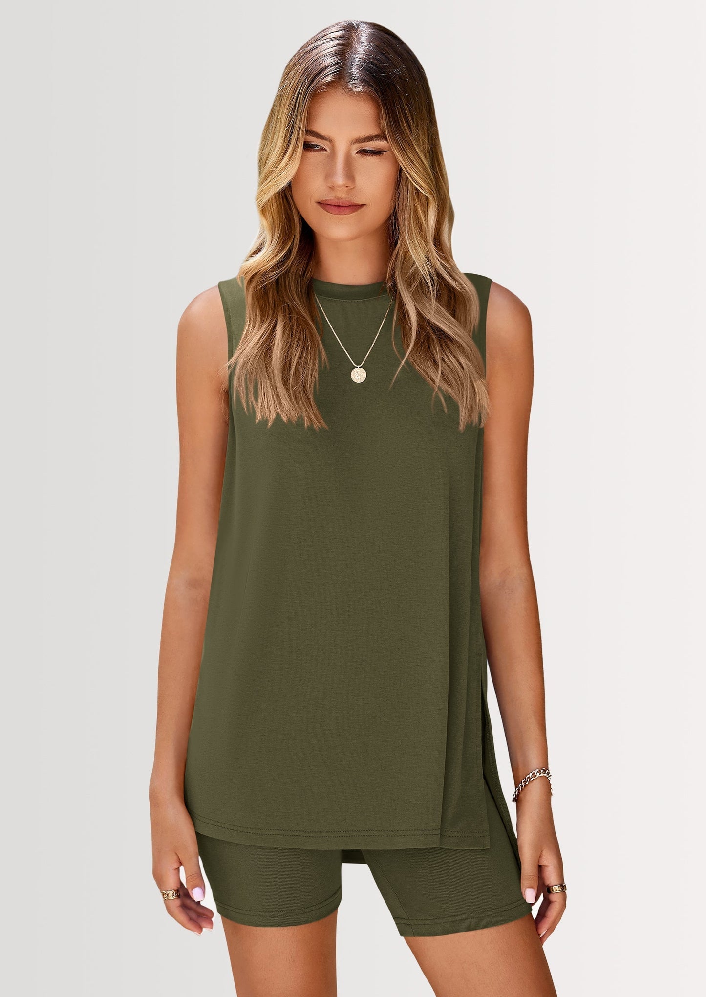 Quinmara | Sleeveless Lounge Top and Biker Shorts Set