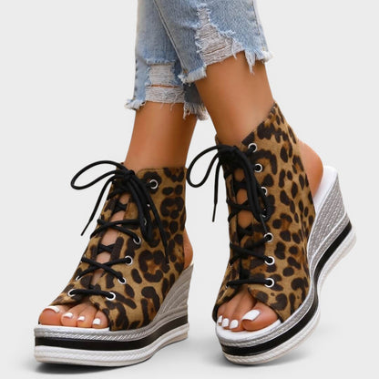 Seloria | Lace Up Platform Wedge Sandals