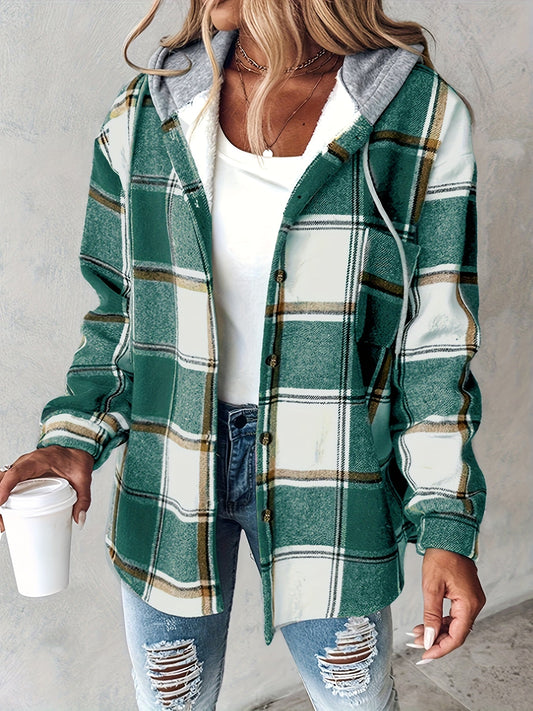 Orinthia | Plaid Hooded Shirt Jacket