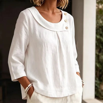 Ivanna | Elegant Pleated Neck Blouse
