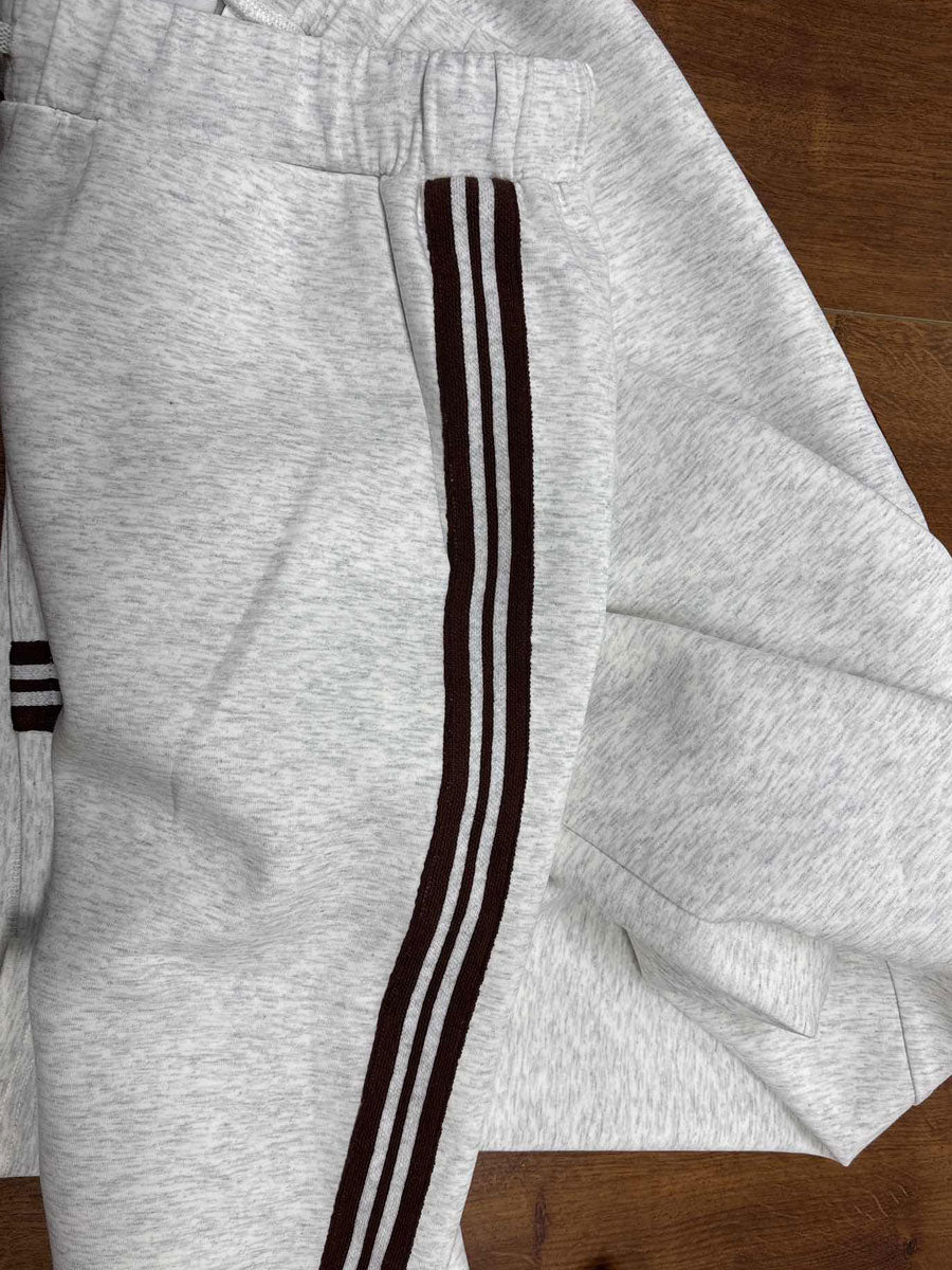 Vexara | Sporty Stripe Detail Quarter-Zip Top & Wide Leg Tracksuit Set