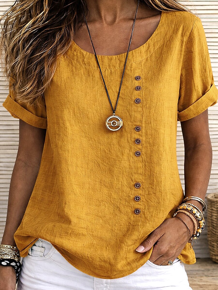 Delyth | Asymmetrical Button Casual Blouse